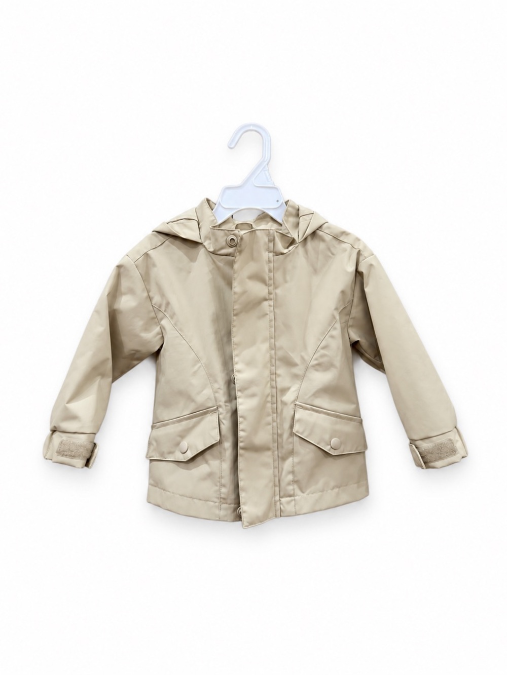 Cat & Jack Beige Hooded Rain Jacket Baby 12M Lined Zip Front